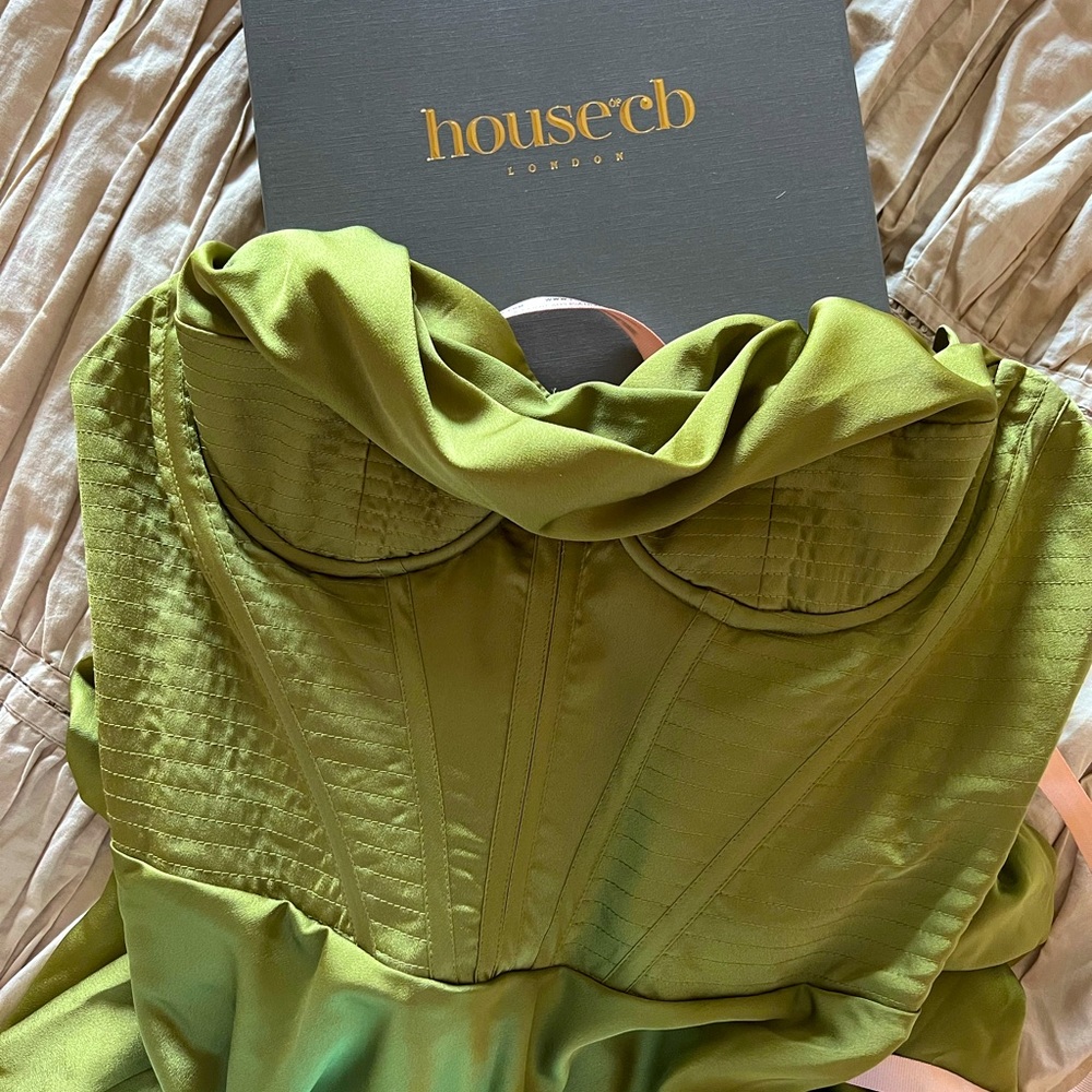 Olive corset slip dress